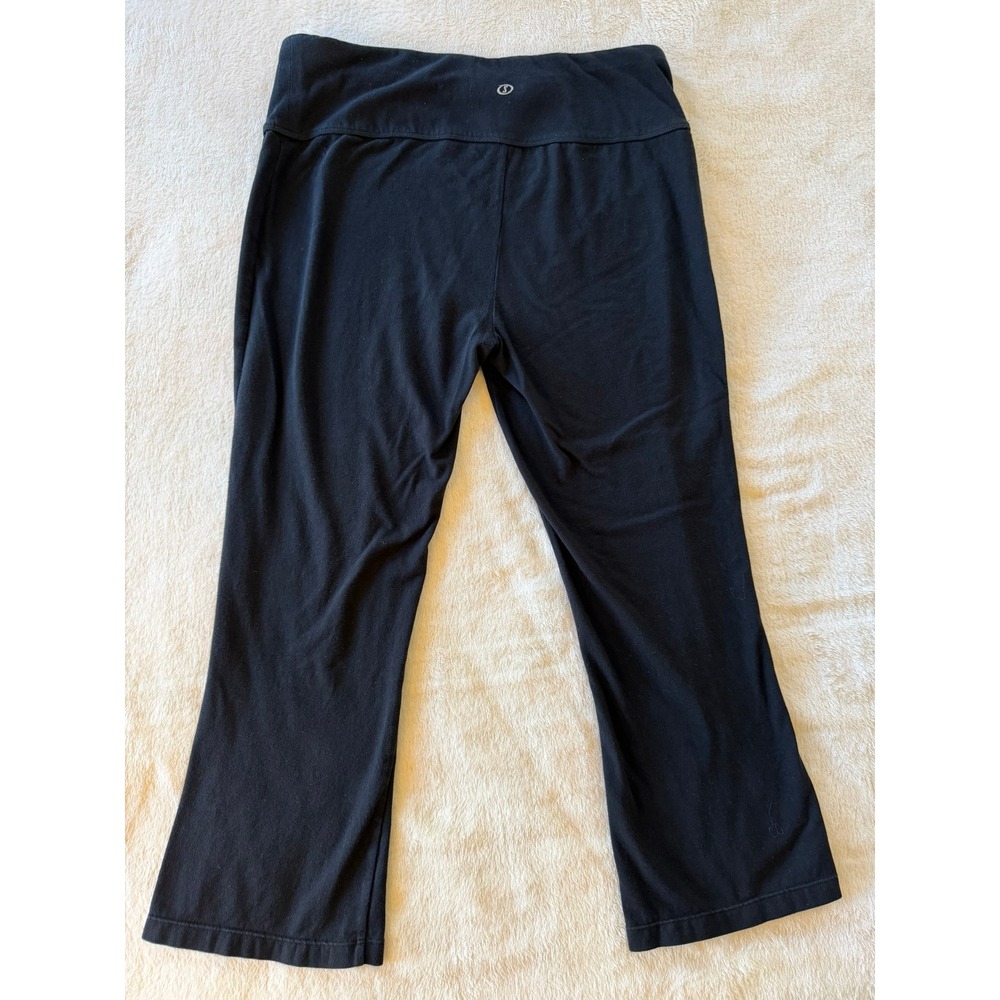 Spalding Womens Black Cotton Blend Cropped Yoga Pants Wide Waistband Large